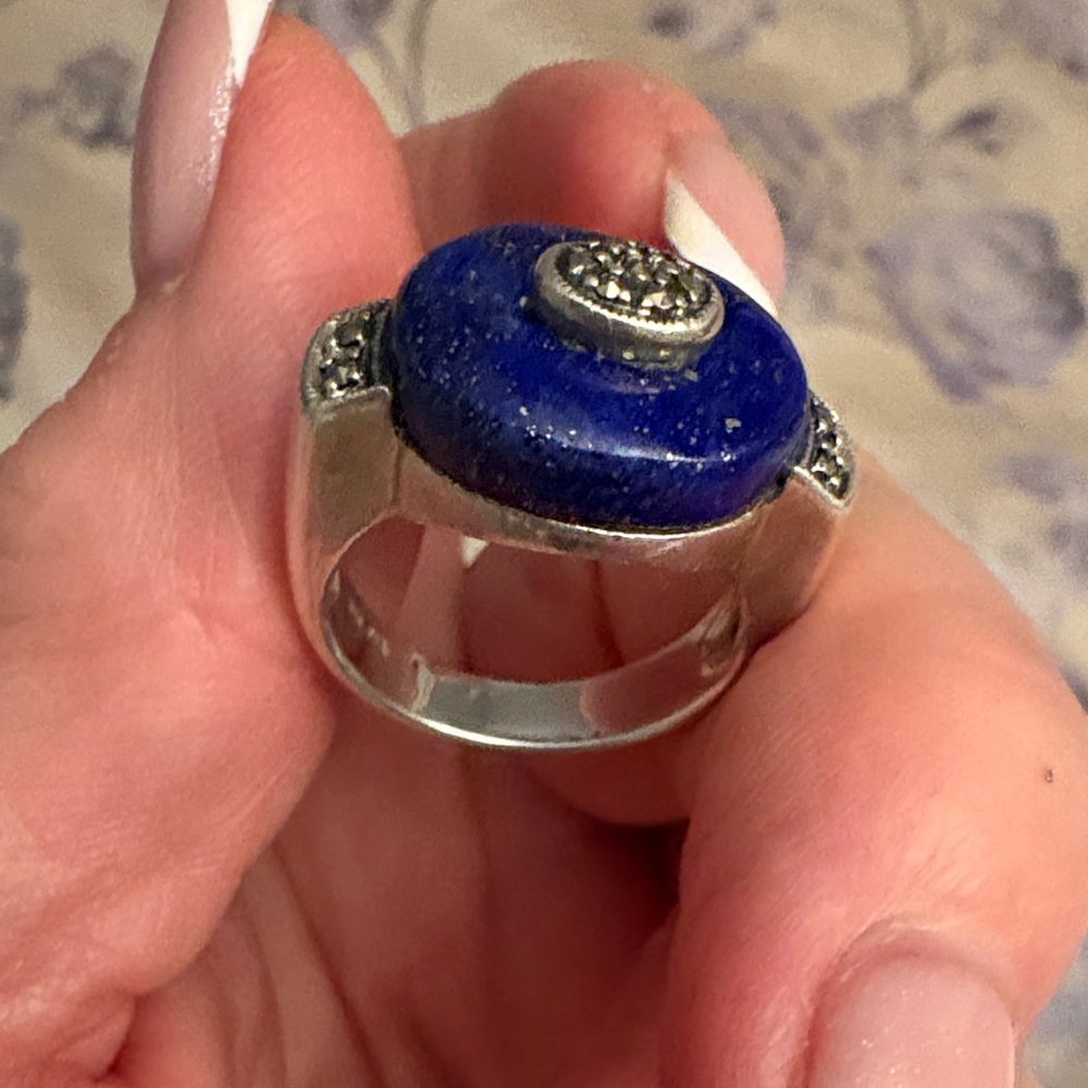Silver and Blue Stone Women's Ring